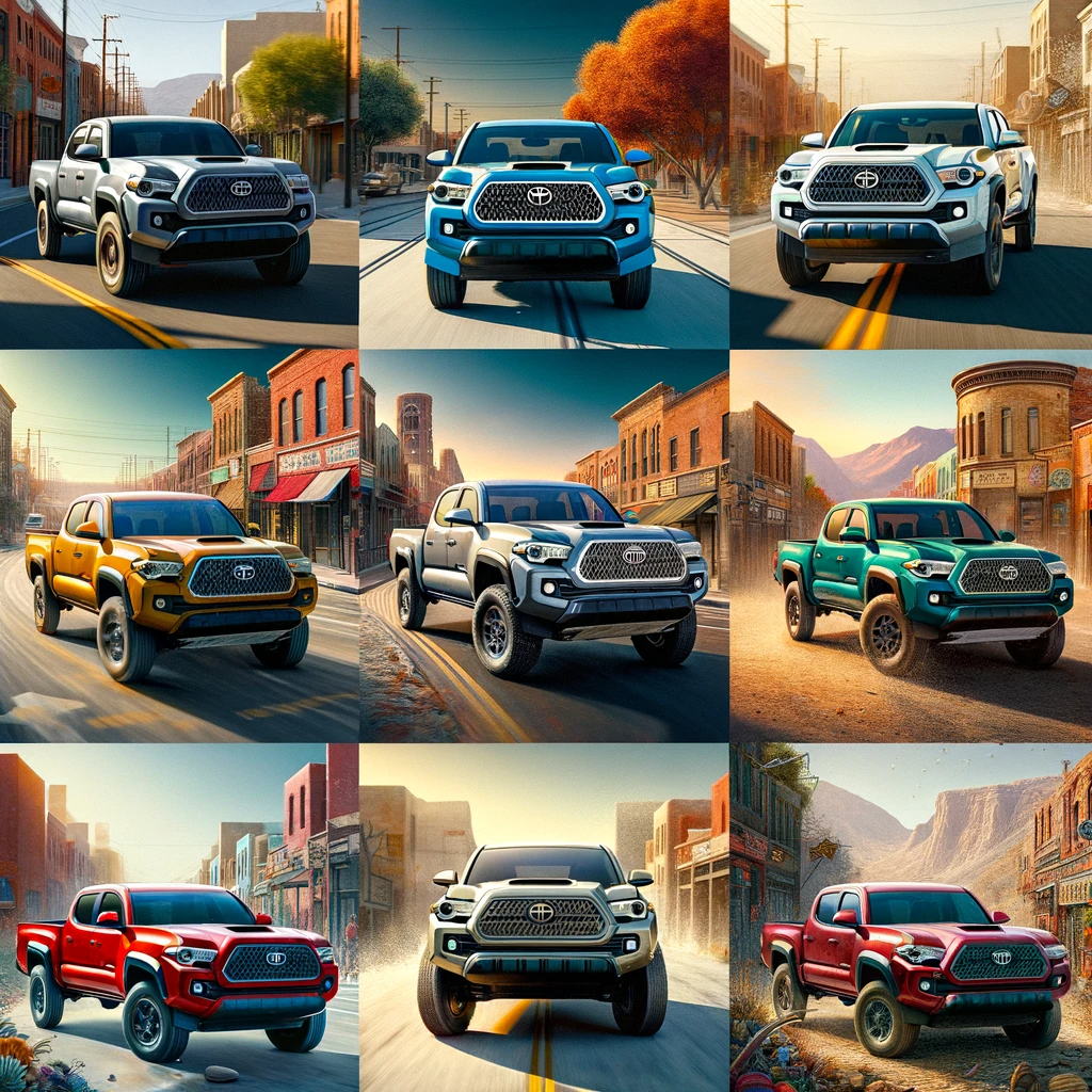 A collage showcasing the versatility of the 2024 Toyota Tacoma