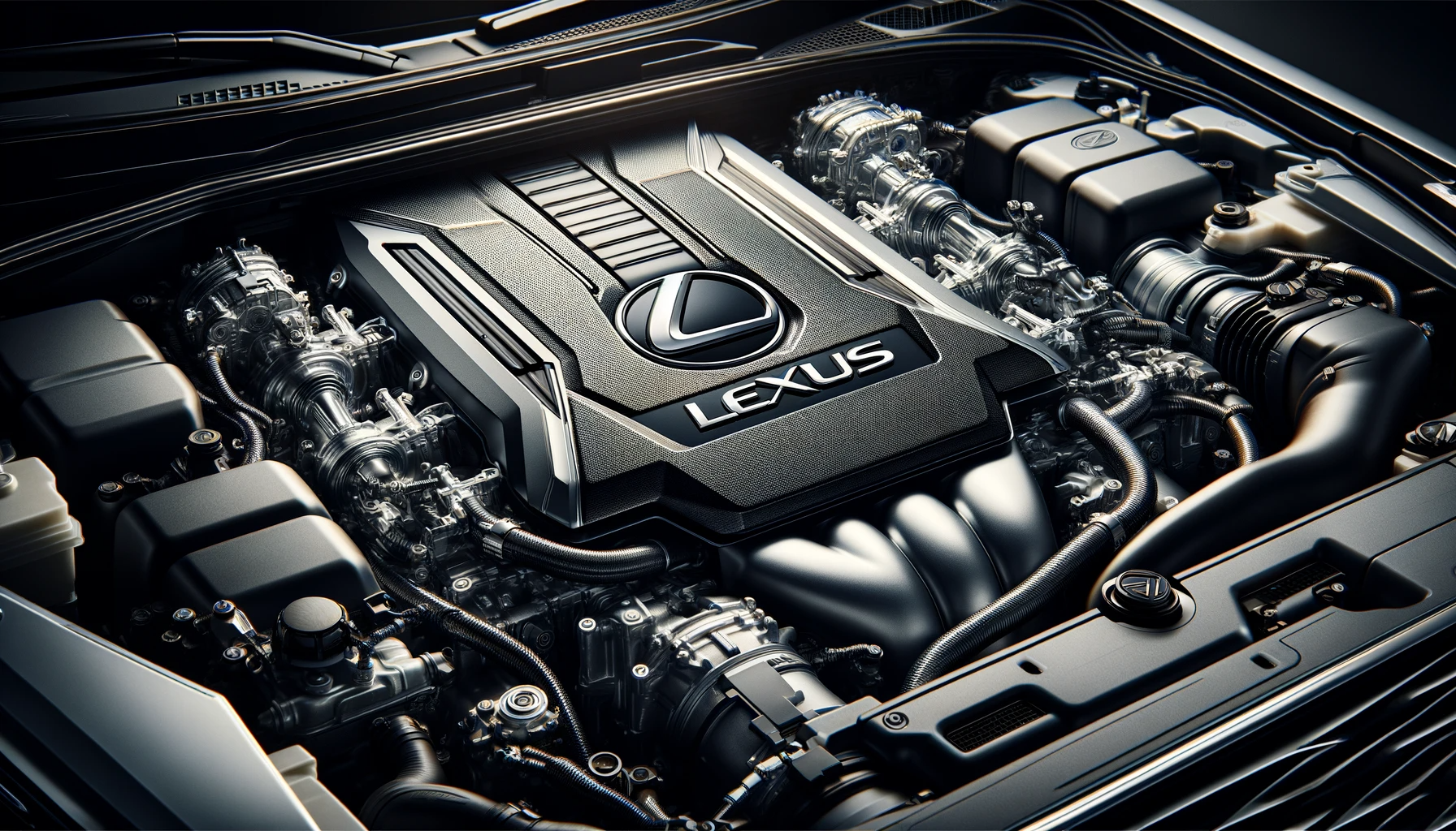 A detailed view of the GX550s twin turbo V 6 engine