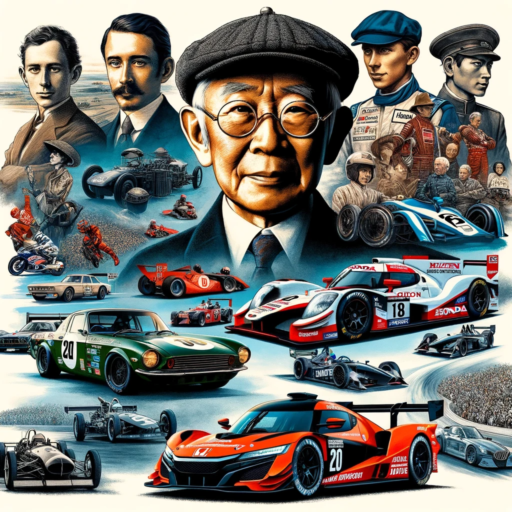 Collage showcasing Mugen Motorsport and Hondas partnership