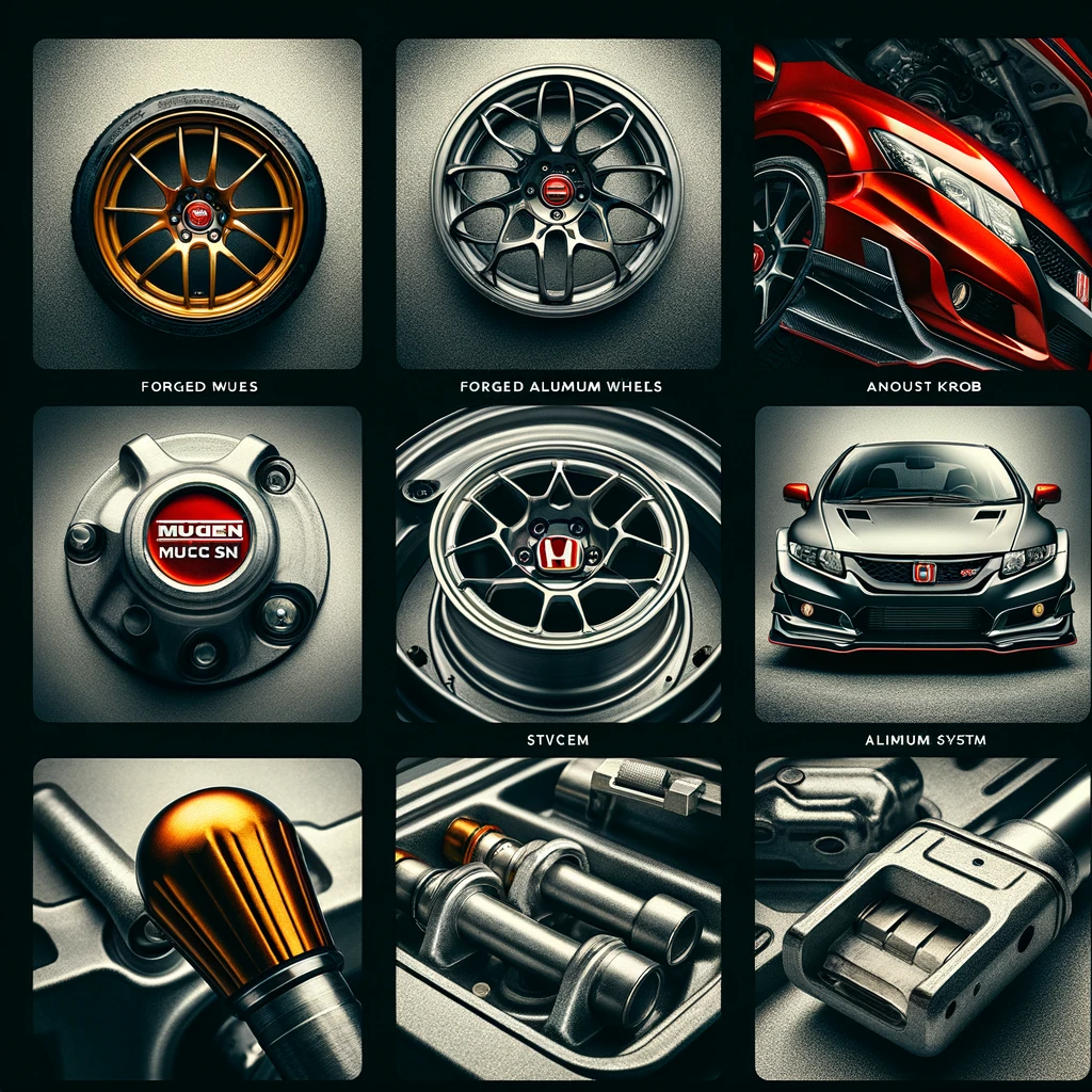 Series of close up images focusing on the unique features of the 2008 Honda Civic Mugen Si