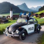 The 1979 Volkswagen Beetle in police uniform set in 1980s Bavaria