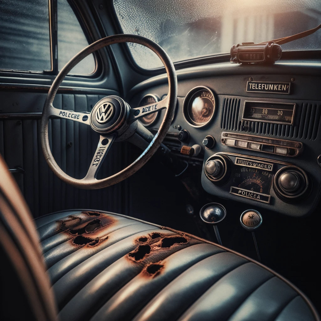 The preserved interior details of the Volkswagen Beetle