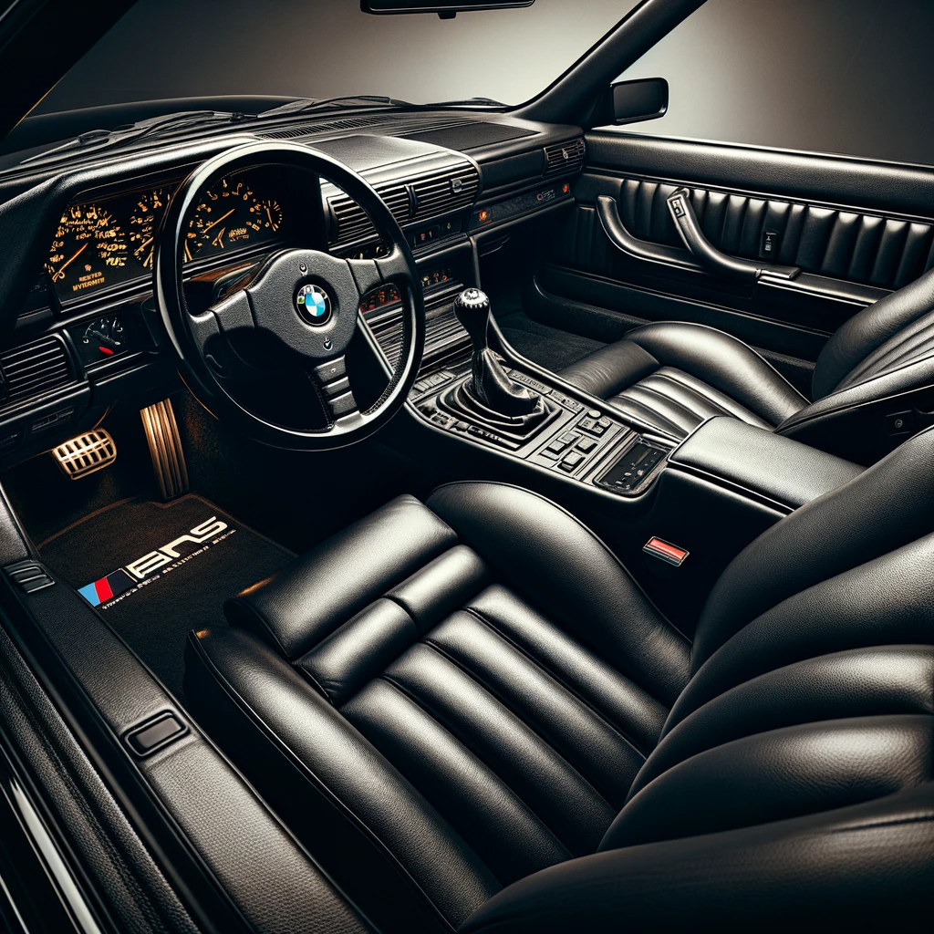 An interior shot of the 1987 BMW M5