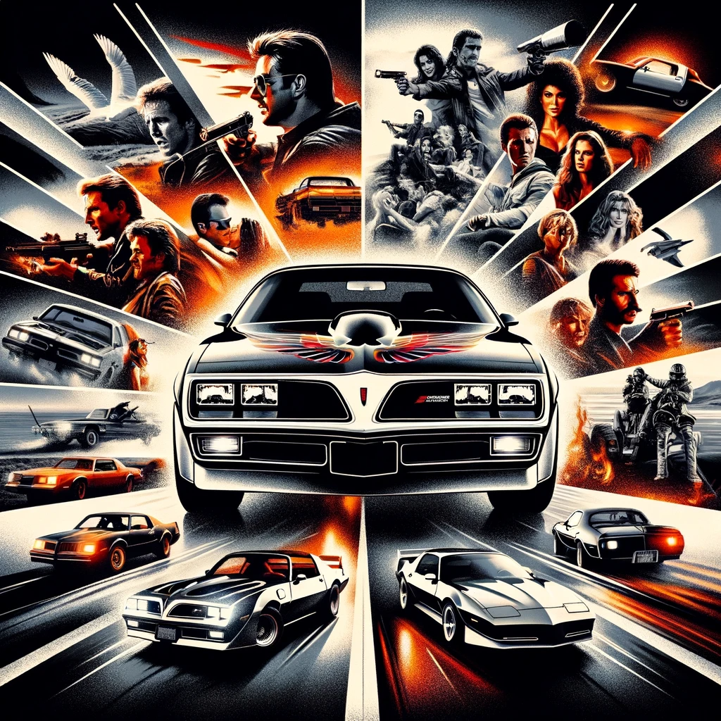 Collage of Movie Scenes with a Similar Car to the Trans Am