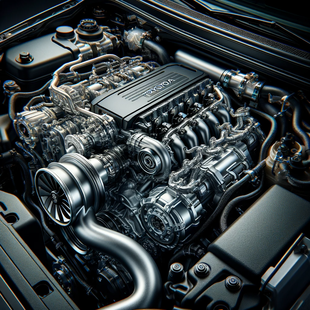close up of the 2024 Toyota Tacomas new i Force turbocharged 2.4 liter engine