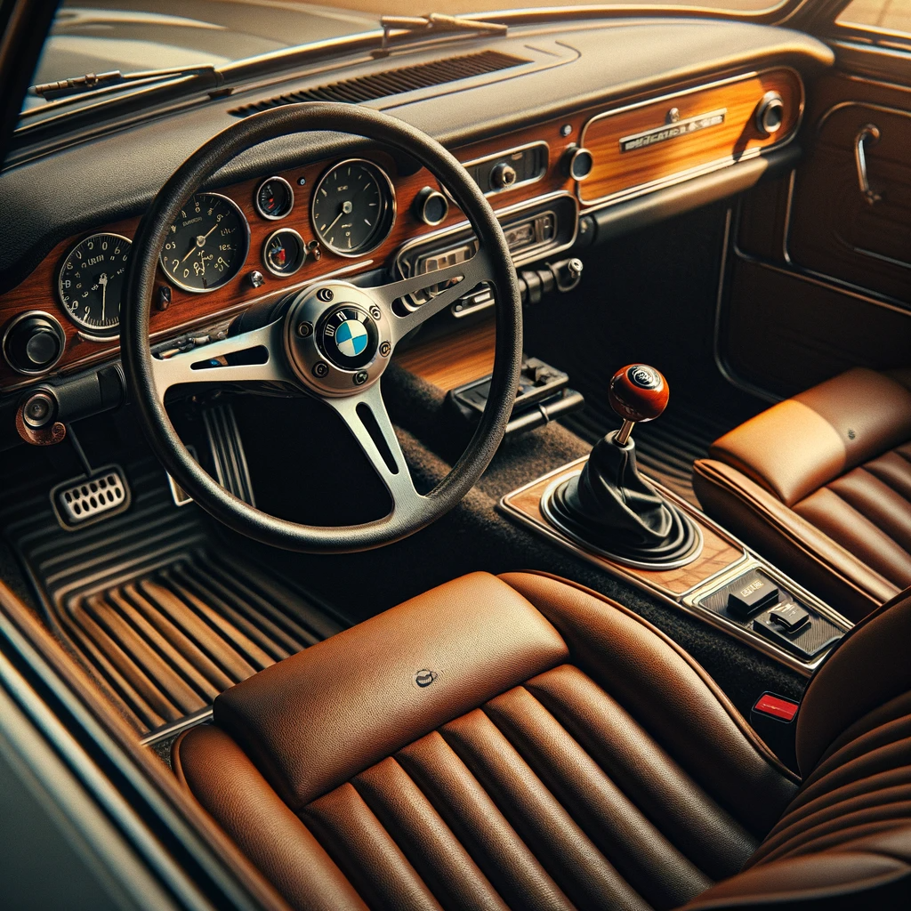 the interior of the 1974 BMW 2002tii